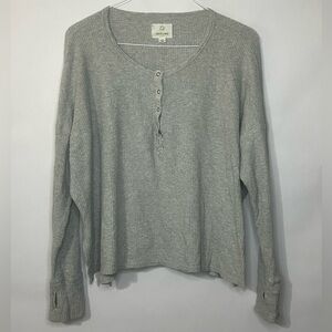 Offline by Aerie Gray Waffle Knit Oversized Henley Size Medium